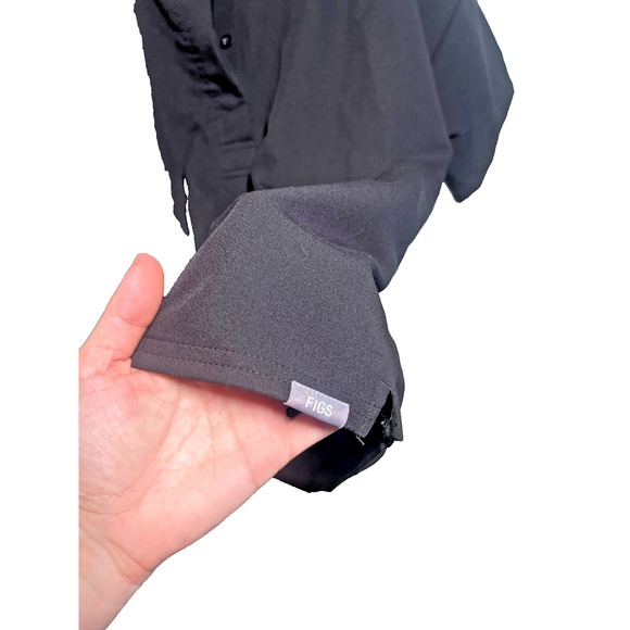 FIGS Technical Collection Oversized Scrub Top Button Up Women's Black  - Small - Picture 5 of 9